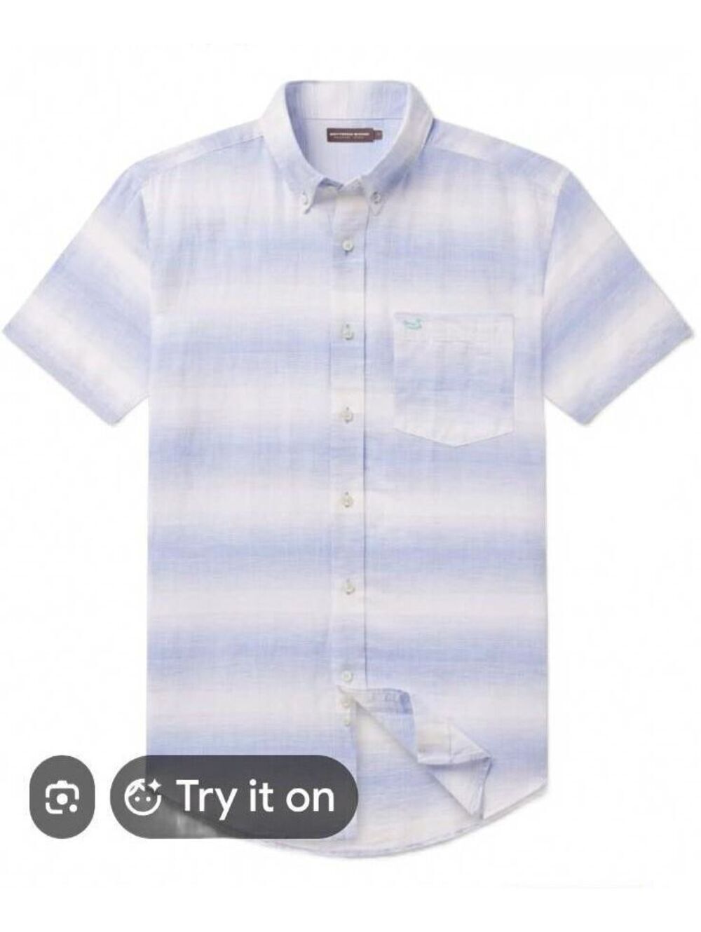Southern Marsh Mens Richard linen blend shirt Small Blue wht